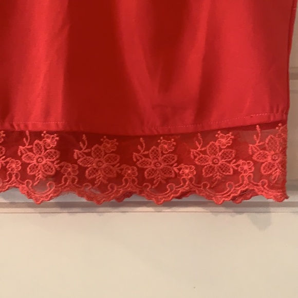 Lulus Baltic border coral color crop top lace - Picture 6 of 8